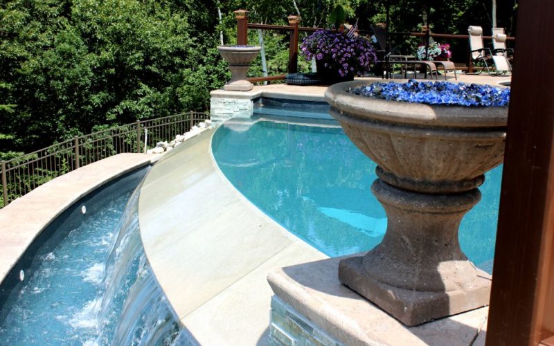 Custom Pool With Overflow Waterfall Installed By Juliano's