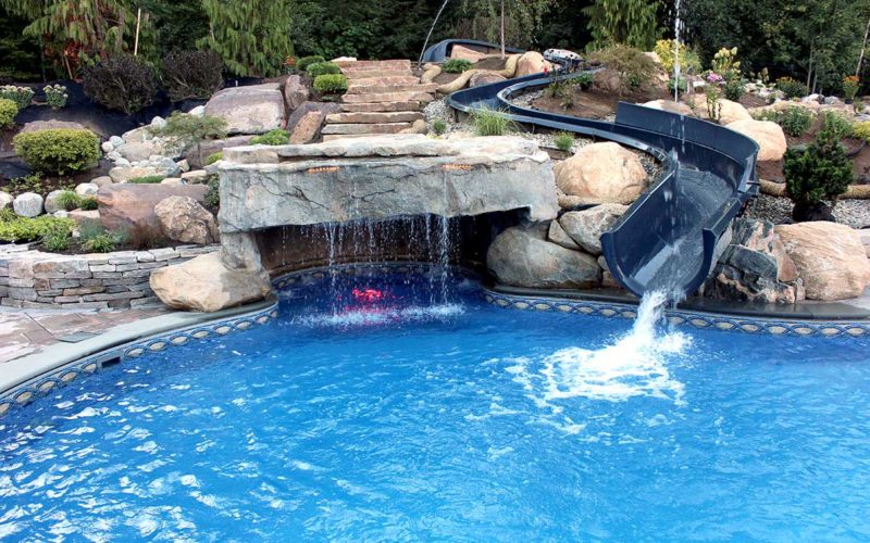 This Is A Picture Of A Custom Mountain Pond Inground Pool With Slide Installed By Julianos