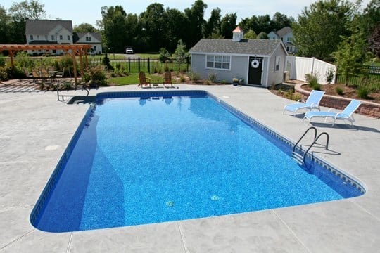 This Is A Photo Of A Custom Rectangular Inground Swimming Pool With Rounded Corners.