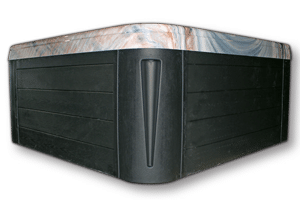 This is a photo of a hot tub with a black base